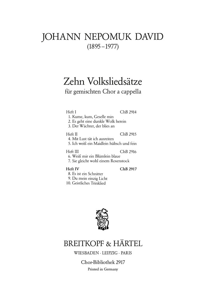 10 Volksliedsätze, Heft 4